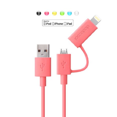 [Apple MFI Certified] Dodocool 2-in-1 lighting to usb cable(8 pin connector)   Micro USB Charging Data Cable (3ft/ 1m) for iPhone 5s / 5c / 5, iPad Air / mini / mini2,Samsung HTC LG