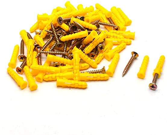 Antrader #6-1.2" Plastic Self Tapping Screws Drywall Anchors Kit 50 Sets