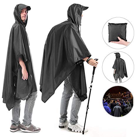 Andake High Waterproof Rain Poncho TPU 8000 MM, Multi-Functional Rain Poncho