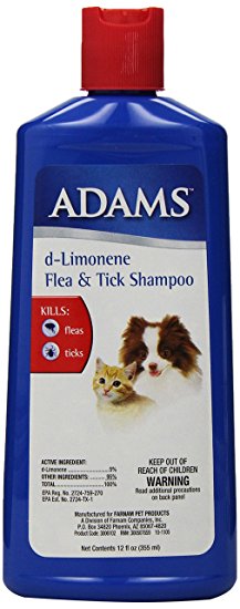 Adams d-Limonene Flea & Tick Shampoo for Cats and Dogs, 12 Oz