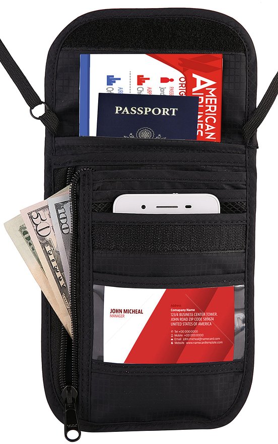 Travelambo Passport Holder Wallet RFID Blocking Neck Stash