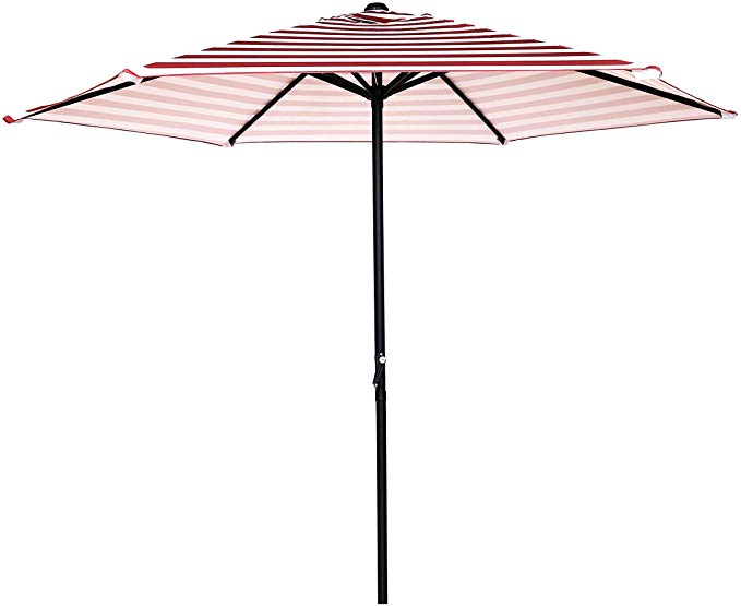 HERMO 96s Roun 9 Ft Outdoor Patio Market Table Umbrella, red