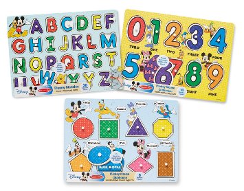 Melissa & Doug Disney Alphabet/Numbers/Shapes/Colors Peg Puzzle (8 Piece)