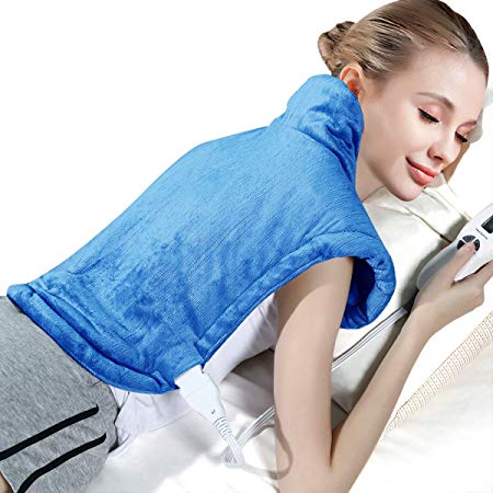 XL Shoulder and Back Heating Pad for Shoulder Back Pain Relief - Soft Heat Wrap with Auto Shut Off and Fast-Heating Technology - Electric Heated Pad with Moist Heat Therapy and Machine Washable
