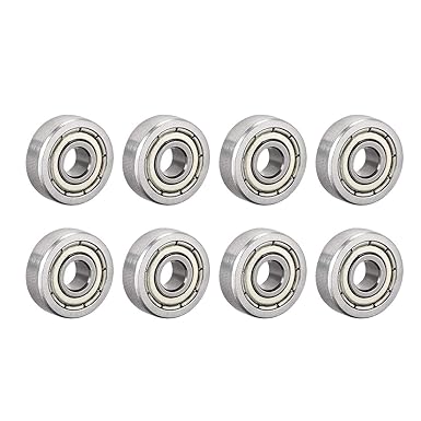 uxcell 604ZZ Deep Groove Ball Bearing Double Shield 604-2Z 80014, 4mm x 12mm x 4mm High Carbon Steel Z1 Bearings (Pack of 8)