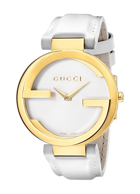 Gucci Swiss Quartz Gold-Tone and Leather Dress White Men's Watch(Model: YA133327)