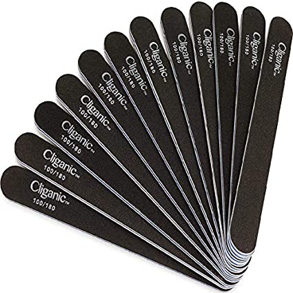 12 Pack Nail File Set: 180/240 Grit | Professional Emery Boards for Natural, Gel & Acrylic Nails | Washable Double Sided Kit | Cliganic 90 Days Warranty