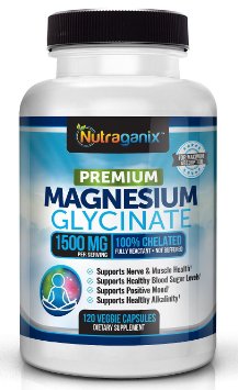 [NEW!] 100% Pure Magnesium Glycinate 1500mg (High Elemental), 120 Veggie Capsules, Superior Absorption, Non-GMO, Gluten Free, Vegan Friendly