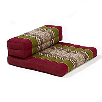 myZENhome Organic Kapok Filled Dhyana Meditation Cushion (Army Green/Red)