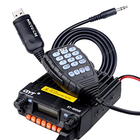 NKTECH QYT KT-8900R Tri-Band Dual Display/Standby/Track VHF UHF 136-174/240-260/400-480MHz 25W Car Trunk Vehicle Ham Mobile Transceiver Two Way Radio With USB Programming Cable