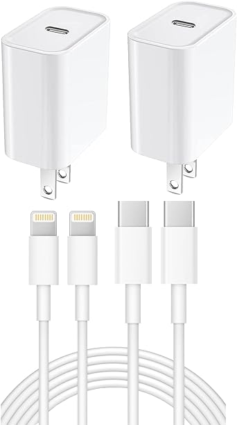 XCENTZ 【MFi Certified】 iPhone Charger Fast Charging, 2Pack 20W Type-C Wall Charger Block&6FT Long USB-C to Lightning Cable for iPhone 14/14 Plus/14 Pro/14 Pro Max/13/12/11/iPad Pro/Air/Mini