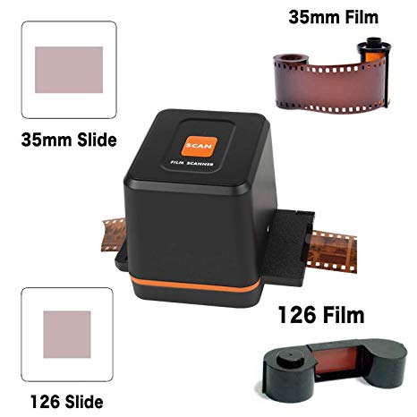 [2019 Updated ]Digital Film & Slide Scanner Converter – Convert 35mm 126 Film Negatives & Slides to HD Digital JPEG Photos (1800 or 3600dpi), Easy Load Film Insert, Support Windows & Mac OS Computers