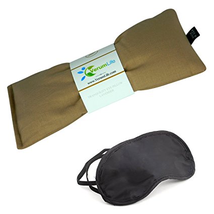 Eye Mask For Puffy Eyes, Dark Circles, Sleeping and Stress Relief - Hot Cold Therapy Eye Pillow Also Used For Headaches, Migraines & Stress Relief. (1 Eye Pillow, Tan - Organic Cotton)