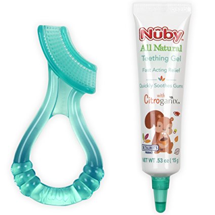 Nuby All Natural Teething Gel with Bonus Silicone Massaging Toothbrush, 0.53 Ounce