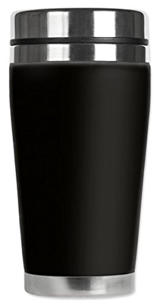 Mugzie Travel Mug with Insulated Wetsuit Cover, 16 oz, Black/Silver