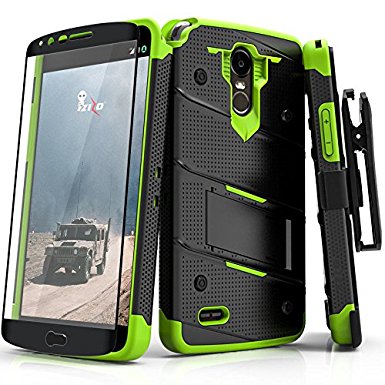 LG Stylo 3 Case, Zizo [Bolt Series] w/ [LG Stylo 3 Screen Protector] Kickstand [12 ft. Military Grade Drop Tested] Holster Belt Clip- LG Stylo 3 Plus