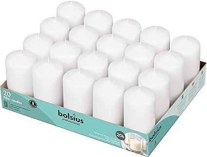 Bolsius White Pillar Candles – Dripless, Smokeless, and Clean Burning Household Dinner Candles (2x4 Inches)