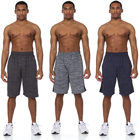 Essential Elements 3 Pack: Mens Quick Dry Active Performance Athletic Cationic Basketball Shorts with Pockets