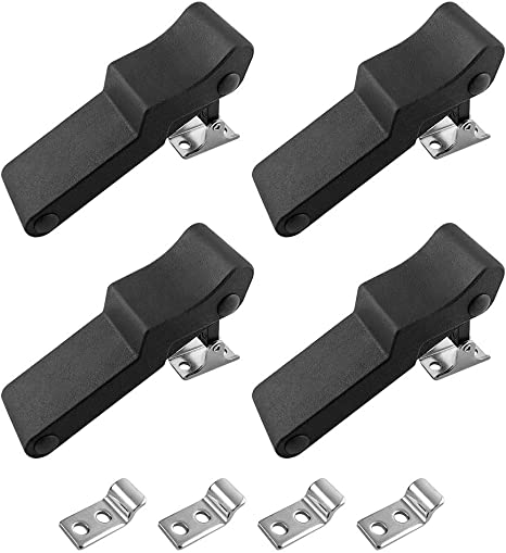 QWORK 4 Pack Flexible Rubber Draw Latch Black Soft Front Storage Rack Latch with Concealed Keeper for Cooler, Cargo Box