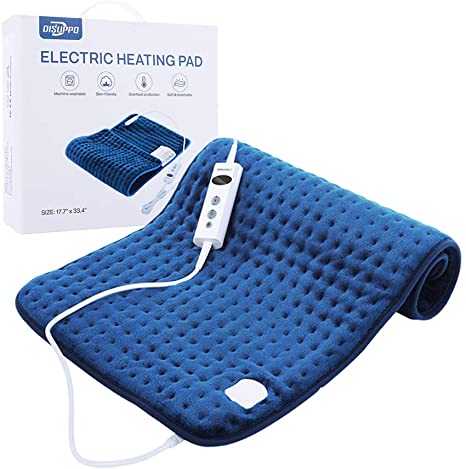 DISUPPO Heating Pad Electric, 45×85 cm Large Size Heat Pad with Auto-Off, 90 Min Timer Settings,10 Heat Level Settings, Washable, Fast Heated Pad, for Back, Neck, Shoulders Relief