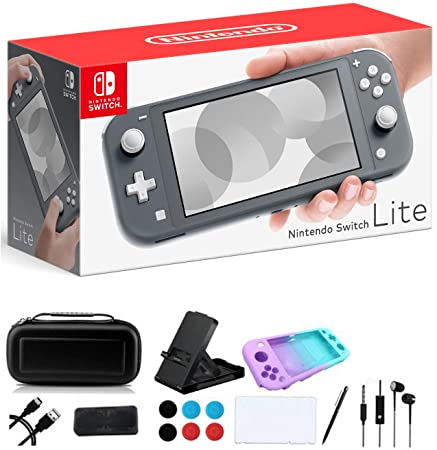 Newest Nintendo Switch Lite - 5.5" Touchscreen Display, Built-in Plus Control Pad, iPuzzle 9-in-1 Carrying Case, Built-in Speakers, 3.5mm Audio Jack, 802.11ac WiFi, Bluetooth 4.1, 0.61 lb - Gray