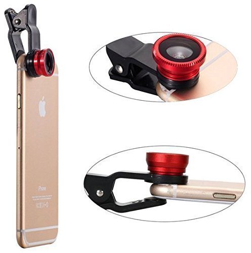 Toch TM Red Universal 3in1 Fish Eye Wide Angle Micro Lens Camera Kit For iphone 6 iphone 6 plusHTCsamsung smart phoneipad tablet pc and laptops