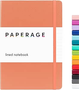 PAPERAGE Lined Journal Notebook, (Coral), 160 Pages, Medium 5.7 inches x 8 inches - 100 GSM Thick Paper, Hardcover