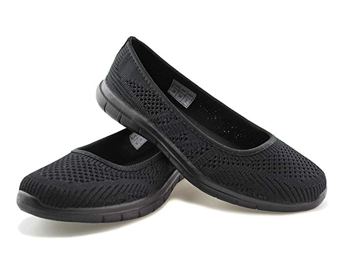 Jabasic Women Slip on Loafers Breathable Knit Flat Walking Shoes