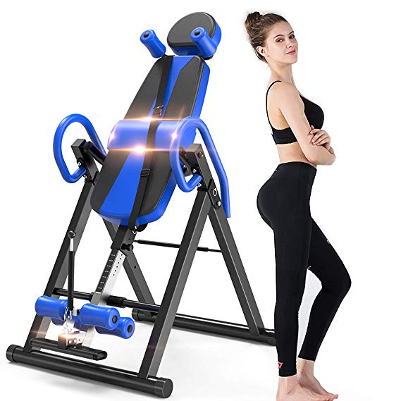 YOLEO Gravity Heavy Duty Inversion Table with Adjustable Headrest & Protective Belt Back Stretcher Machine for Pain Relief Therapy