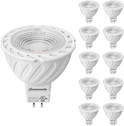 DEWENWILS 10 Pack MR16 LED Bulb, 5W 12VAC/DC Non-Dimmable LED MR16 Light Bulbs, 2700K Warm White, MR16 LED for Indoor/Outdoor Landscape, Recessed, Track Lighting, UL/ETL Listed