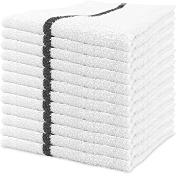 Arkwright Qwick WickTerry Bar Mop Towel Pack of 12 (Black Stripe)
