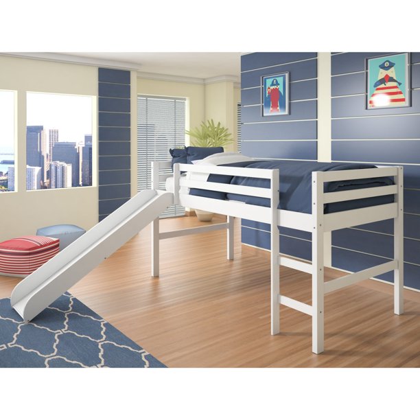 Donco Twin Low Loft Bed with Slide