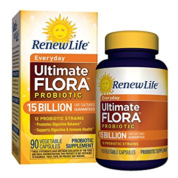 Renew Life Ultimate Flora Probiotic Everyday 15 Billion Vegetable Capsules, 90 Count