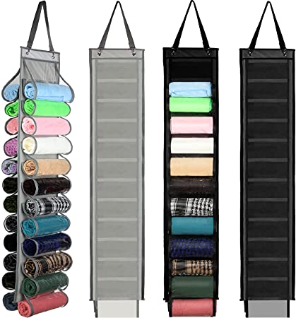 4 Pcs Legging Organizer Holder,closet Organizer Hanger Storage Shirt Legging Clothes Closets Roll Holder Can Holds 24 Leggings or Jeans Yoga Space Saving Hanging Foldable Legging Towel Storage Bag