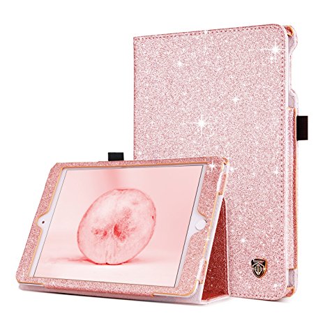 iPad Mini 4 Case, BENTOBEN Slim Lightweight Glitter Bling PU Leather Stand Smart Folio Case Girls Cute Cover with Auto Sleep/Wake Function for Apple iPad Mini 4 2015 Release (7.9 inch), Rose Gold