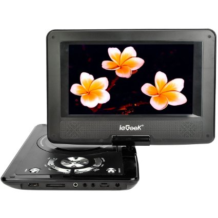 [Newest Release] ieGeek 12.5" Portable DVD Player with Swivel Screen, Supports SD Card and USB, Direct Play in Formats MP4/AVI/RMVB/MP3/JPEG, Black
