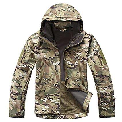 Men's Military Softshell Tactical Jacket Hooded Fleece Coat