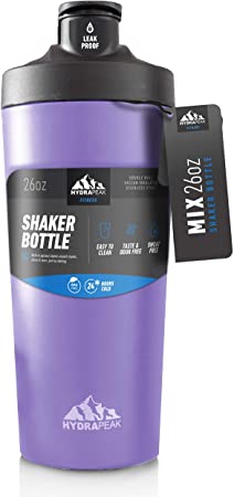 Hydrapeak 26oz Protein Shaker Bottle | 24-Hours Cold | 12-Hours Hot | Leak-Proof Stainless-Steel Tumbler | Measuring Lines | Blending Agitator | Perfect for Smoothies, and Protein Shakes