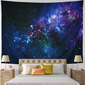 Leofanger Galaxy Tapestry Universe Starry Sky Tapestry Wall Hanging Milky Way Space Tapestry Psychedelic Tapestry Nebula Headboard Bedspread Tapestry for Bedroom Living Room(W59.1 × H51.2)