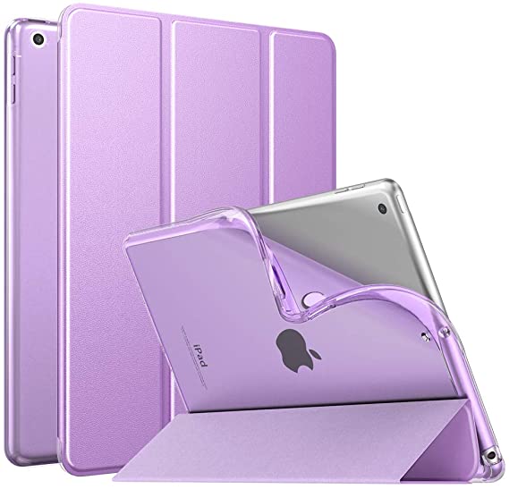 MoKo Case Fit New iPad 8th Generation 10.2" 2020 / iPad 7th Gen 2019, iPad 10.2 Case with Stand, Soft TPU Translucent Frosted Back Cover Slim Smart Shell for iPad 10.2 inch, Auto Wake/Sleep,Purple