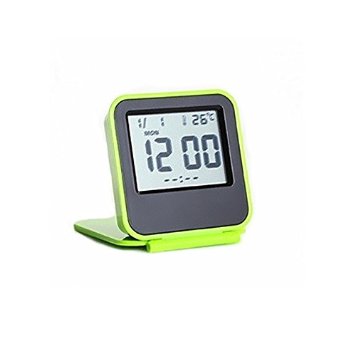 Smileto® Fashion Mini Rotating Digital Portative Clock with LED Calendar and Temperature (Green)