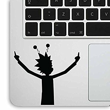 Aftermarket Graphics - 2x Qty Rick and Morty Middle Finger for laptop / car / guitar Vinyl Decal Sticker (BLACK)