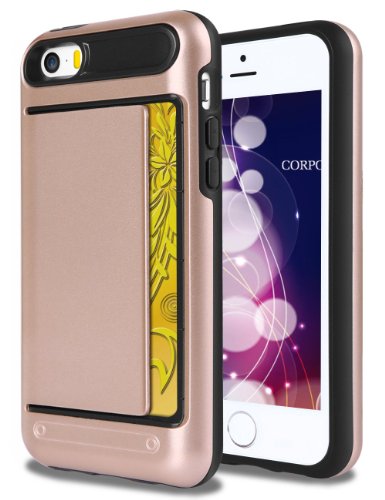 iPhone 5S Case WINNETEK Ultra Slim iPhone 5 Wallet Case Card Slots Dual layer Hybrid Armor Case with Hard PC  Soft Rubber Bumper Cover Anti-Scratch Protective shell for Apple iPhone 5 5s - RGold
