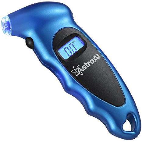 AstroAI Digital Tire Pressure Gauge 150 PSI 4 Settings for Car Truck Bicycle with Backlit LCD and Non-Slip Grip, Blue