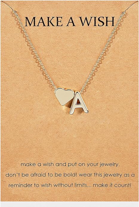 Initial Necklaces for Women 14K Gold Plated Heart Initial Necklace Dainty Letter Heart Pendant Necklace Christmas Gift for Girls