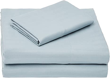 AmazonBasics Deluxe Striped Microfiber Bed Sheet Set - Twin Extra-Long, Spa Blue