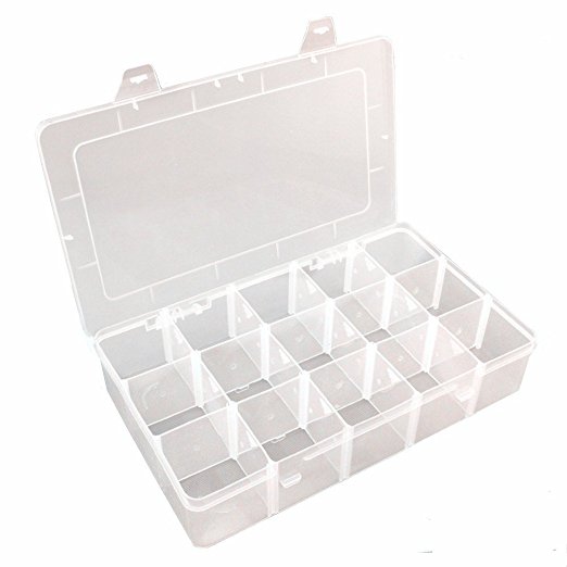 Plastic Jewelry Box Organizer Storage Container With Adjustable Dividers 15（Large）Grids by Rekukos