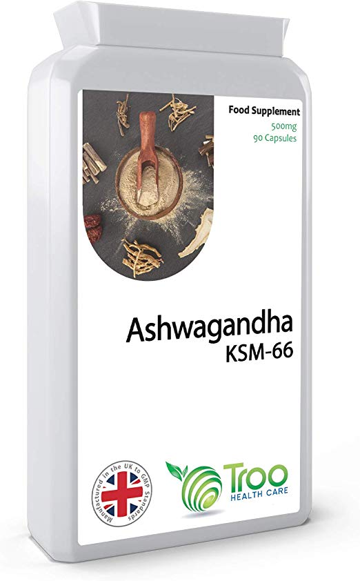 Ashwagandha KSM 66 Supplement (500mg) - 90 Capsules | Clinically Proven Root Extract Supplement | UK Manufactured to GMP Standards