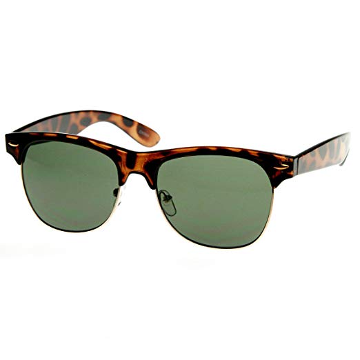 zeroUV - Traditional Style Retro Half Frame Horn Rimmed Sunglasses