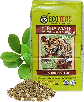 ECOTEAS Organic Yerba Mate Loose Tea Traditional Cut 1 Pound